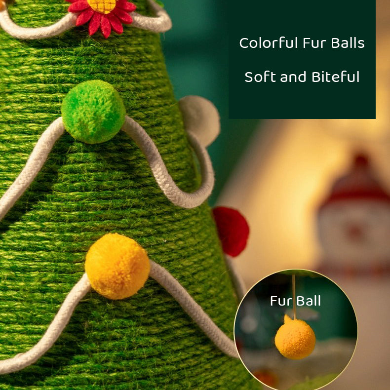 Cat Tree deco colored fur balls cat tree with bed for Christmas