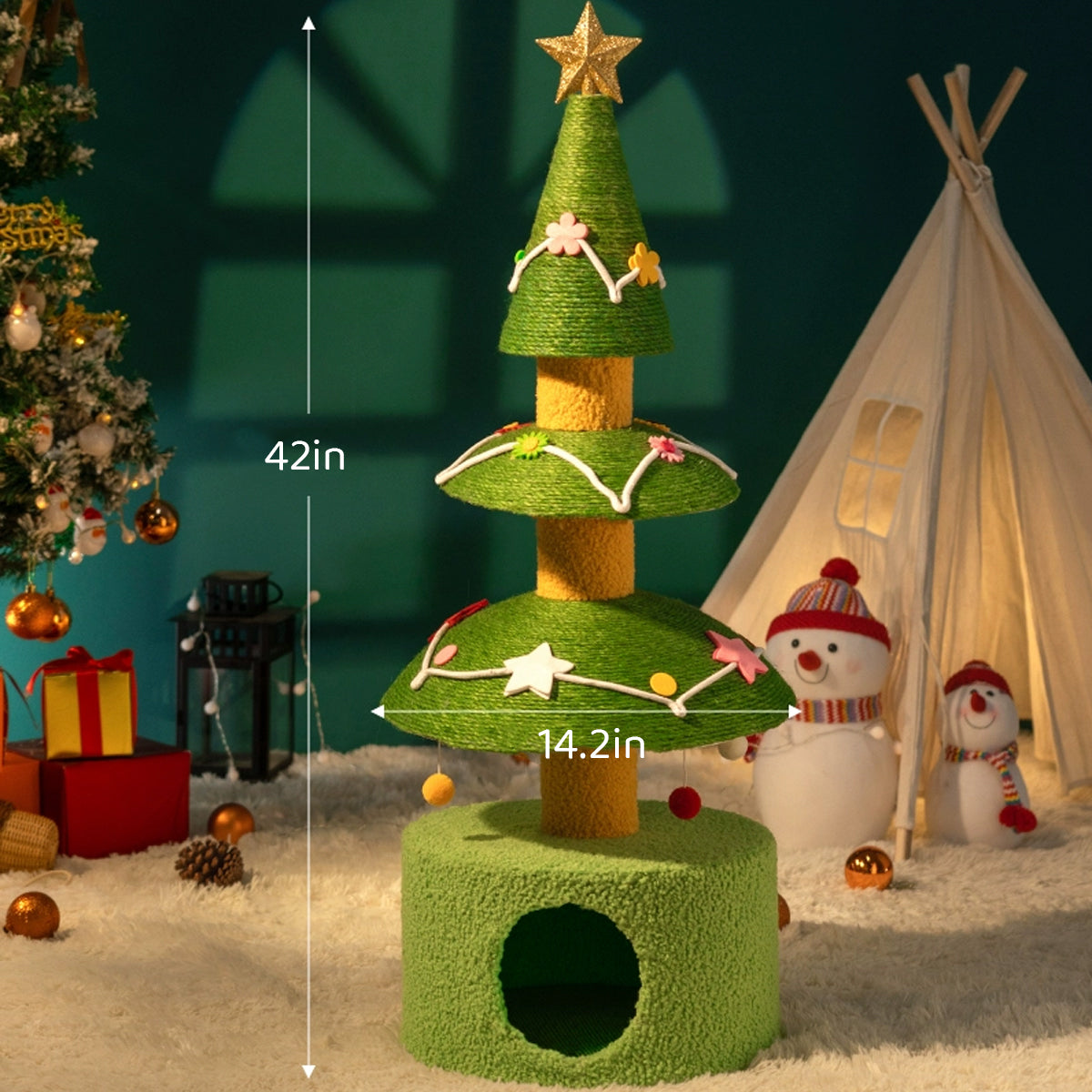 cat tree with bed for Christmas 42''